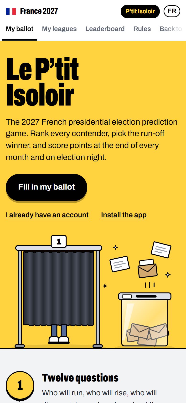 Le P’tit Isoloir on a phone, the prediction game